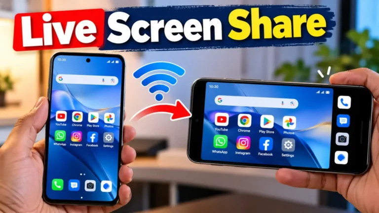 Live Screen Share 2026 – How to view another phone's screen on your mobile using Google Meet and AnyDesk.